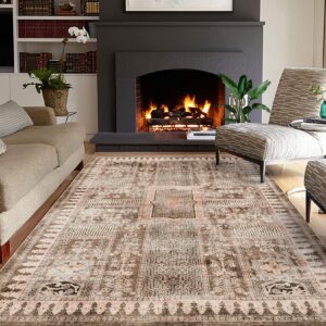 haperlare 10x13 area rugs large washable non slip rug low pile rug floor carpet distressed printed area rug soft area rug for living room bedroom dinning room kitchen indoor taupe