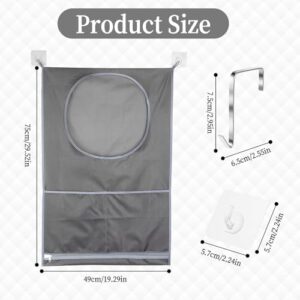 Giantree Hanging Laundry Hamper Bag, Door Hanging Hamper with 2 Strong Adhesive Hooks & 2 Stainless Steel Hooks Waterproof Hanging Laundry Bag for Dirty Clothes Large Hamper Clothes Storage