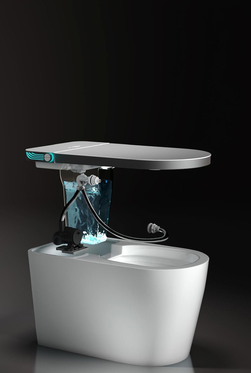 Captiva Smart Bidet Toilet with Voice Command - Fresh Air Filtration System - Heated toilet Seats - Elongated Floor Mount Toilet Smart Concealed Water Tank LED Display - Power Off Flush