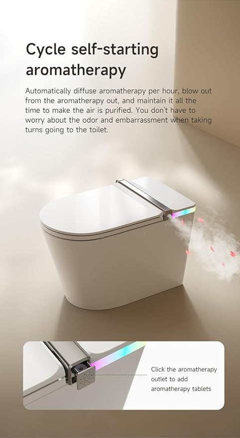 Smart Bidet Toilet with Built-In Bidet - Elongated Toilet with Side Knob - Heated Bidet Seat -One Piece Bidet Toilet Seats with Foot Sensor Operation - Auto White Toilet with LED Display for Bathroom