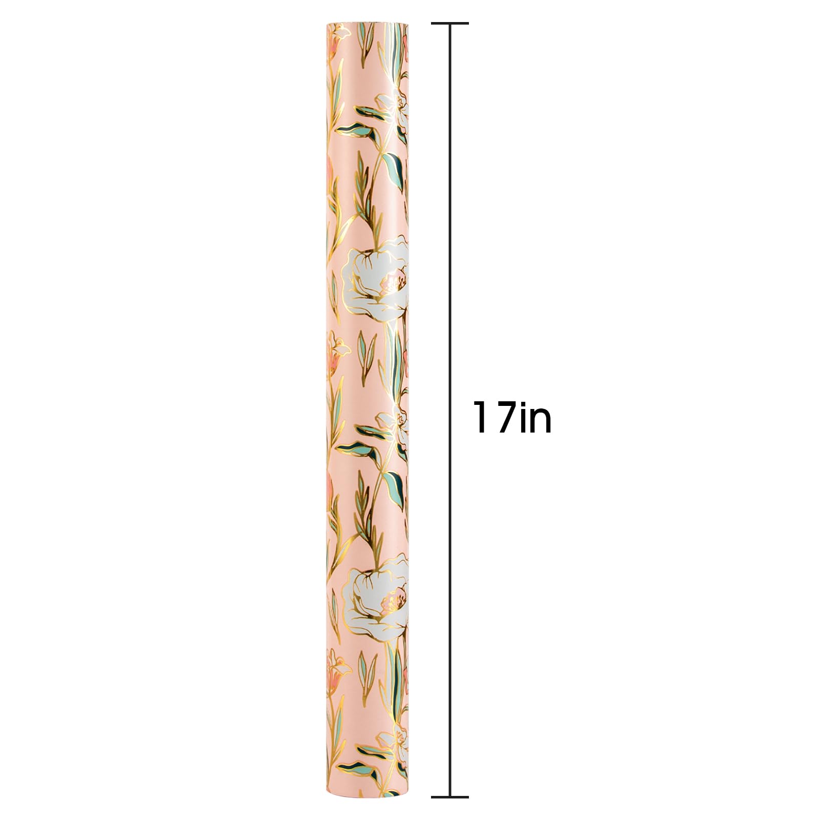 Merture Wedding Wrapping Paper Roll with Flower Patterns - 17 In X 32.8 Ft - 1 Roll (46.5 sqft.ttl.) Foil Floral Design Gift Wrap for Wedding, Valentines Day, Mothers Day, Birthday, Christmas, Pink