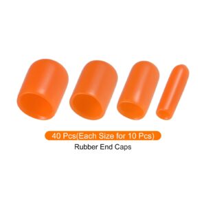 Rebower 40 Pack Screw Thread Protector Cover Rubber End Caps, [for Screw, Bolt, Rod End Cap] - 1/8 inch 1/4 inch 3/8 inch 1/2 inch Inner Dia/Orange