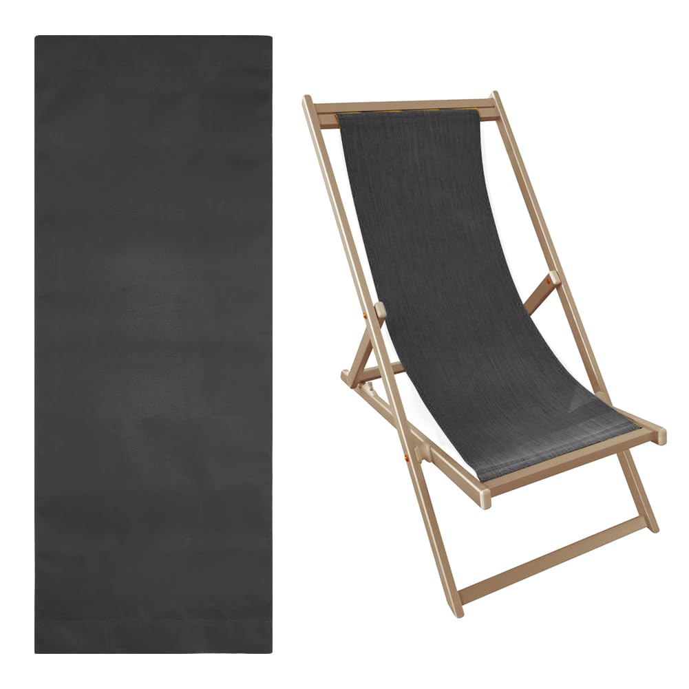 Hobbspring Beach Chair Replacement Fabrics 57.08x16.92 Inch Sling Chair Replacement Canvas Black Patio Sling Chairs Cloth Outdoor Folding Chair Fabric for Home Beach Chair Garden Courtyard