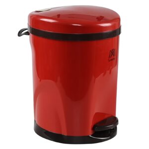 leendines 1 pack trash can with foot pedal, 3 gallons garbage bin with lid, red