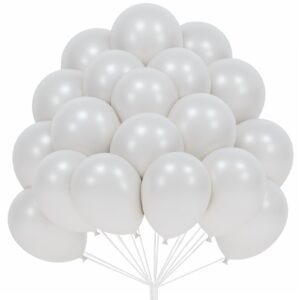 partywoo pearl white balloons 101 pcs 12 inch white balloons pearl balloons for white pearl balloons engagement party wedding bridal baby shower birthday graduation white party decorations white-z30