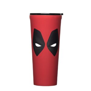 corkcicle x marvel deadpool insulated coffee mug with lid, 24 oz – cupholder friendly travel coffee tumbler keeps drinks cold 9hrs, hot 3hrs