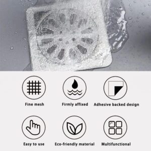 50PCS Pack,4" X 4" Disposable Shower Drain Cover Hair Catcher, Square Shower Drain Mesh Sticker, Bathroom, Laundry, Bathtub, Kitchen, Sink, for Human & Pet (50 PCS)