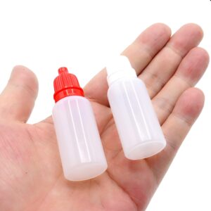 XIWENQUKU 2Pcs 15ml/0.5oz Plastic Dropper Bottles, Empty Squeezable Portable Travel Eye Liquid Dropper Mini Small Refillable Containers with Cap and Plug, White/Red