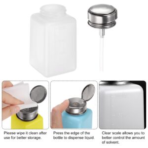 HARFINGTON Solvent Alcohol Dispensers 200ml(6.8oz) Push Down Liquid Dispenser Pump Bottle with Sealing Stainless Steel Lid for Acetone Cleanser Polish Remover, White