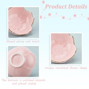 PH PandaHall 2PCS Flower Ceramic Ink Plate, Paint Pallets Multifunctional Bowl Porcelain Ink Dish Chinese Brush Rests Brush Stands for Calligraphy Sumi-E Painting Japanese Prints, White Pink