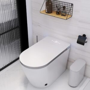 Captiva Smart Bidet Toilet with Voice Command - Fresh Air Filtration System - Heated toilet Seats - Elongated Floor Mount Toilet Smart Concealed Water Tank LED Display - Power Off Flush