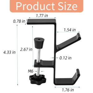 Zi Lan Desk Clamp-On Hook Desk Bag Holder for Table Backpack Hanger Portable Desk Hook Clamp Headphones Holder Reduce Clutter for Table Desk Under Counter Removable(Black)