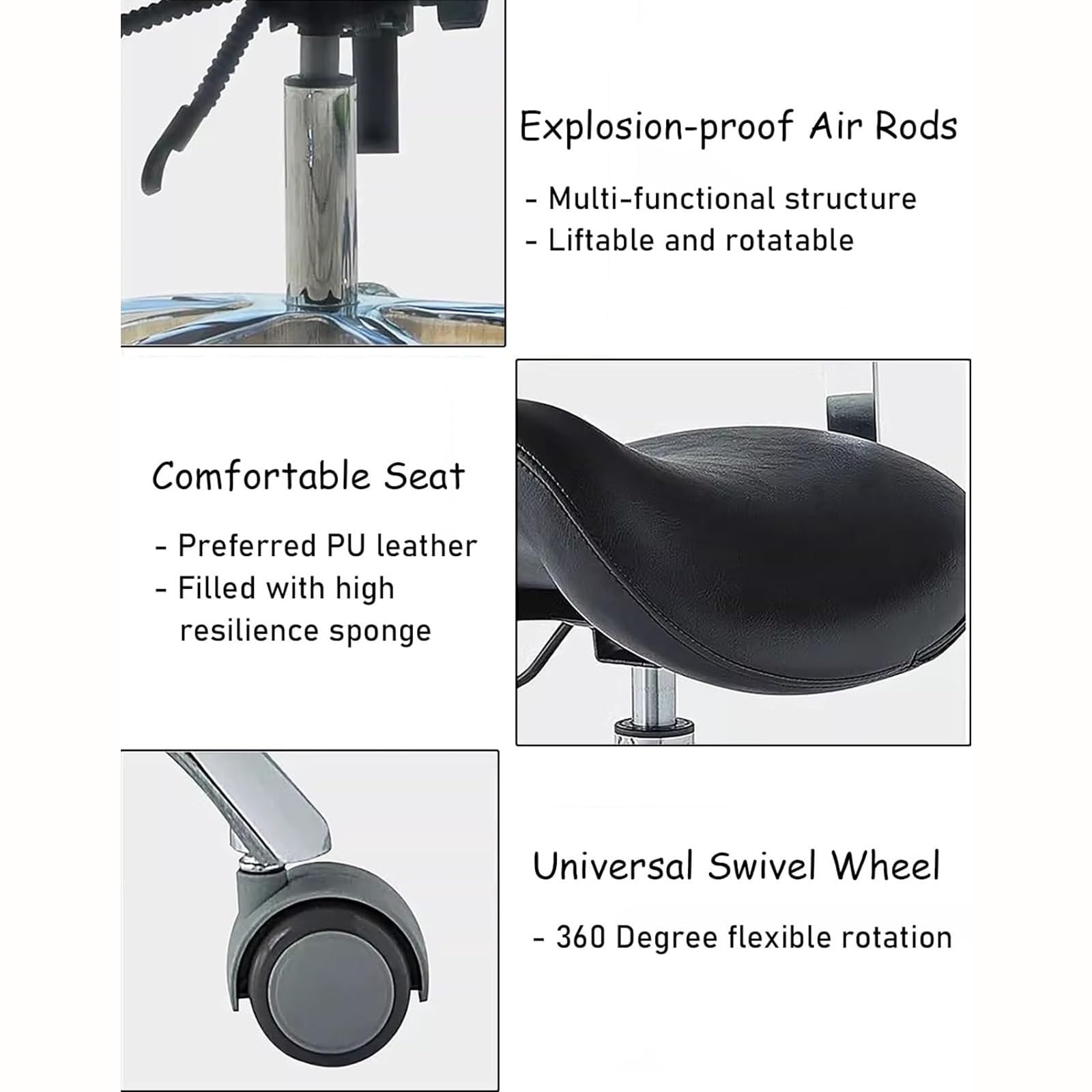 ZHUIYI Saddle Chair Dental Hygienist Saddle Chair, Adjustable Height Rolling Ergonomic Swivel Chair, Office Chair for Kitchen/Shop/Hospital(B)