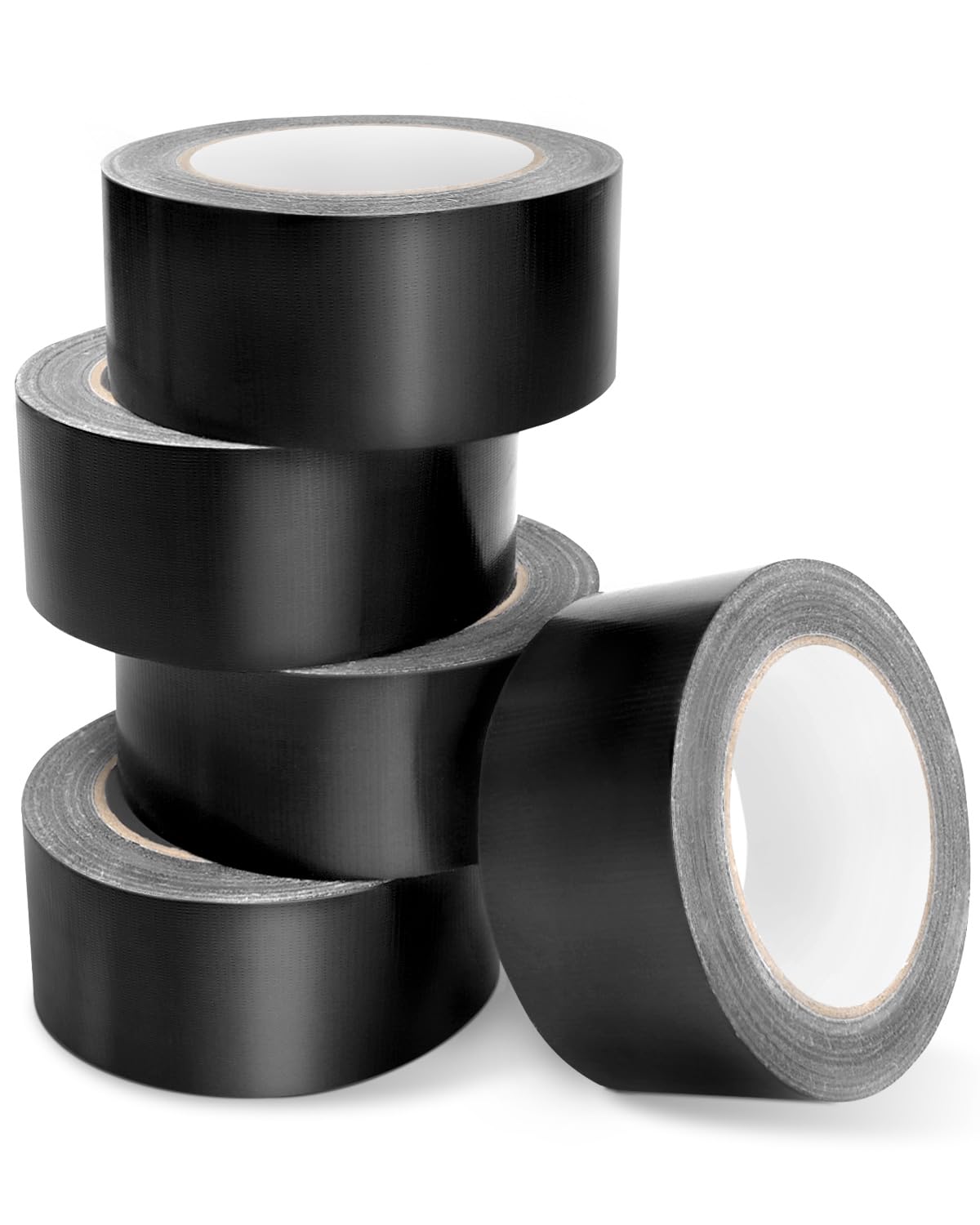 WeLiu Duct Tape Heavy Duty 5 Pack 150 Yards Black Duct Tape 9 Mil Flexible No Residue Non-Reflective Bulk Value for Indoor Outdoor Repairs Professional Industrial Use (2 inches x 30 Yards per Roll)