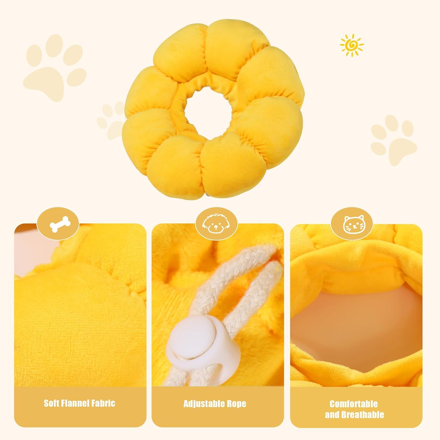 HOMBYS Soft Dog Cone for Dogs and Cats, Cute & Fluffy Flower Shape for Claming Dog, Adjustable Dog Collar Alternative After Surgery, Protective Elizabethan Collar for Dogs Recovery & Stop Licking, L