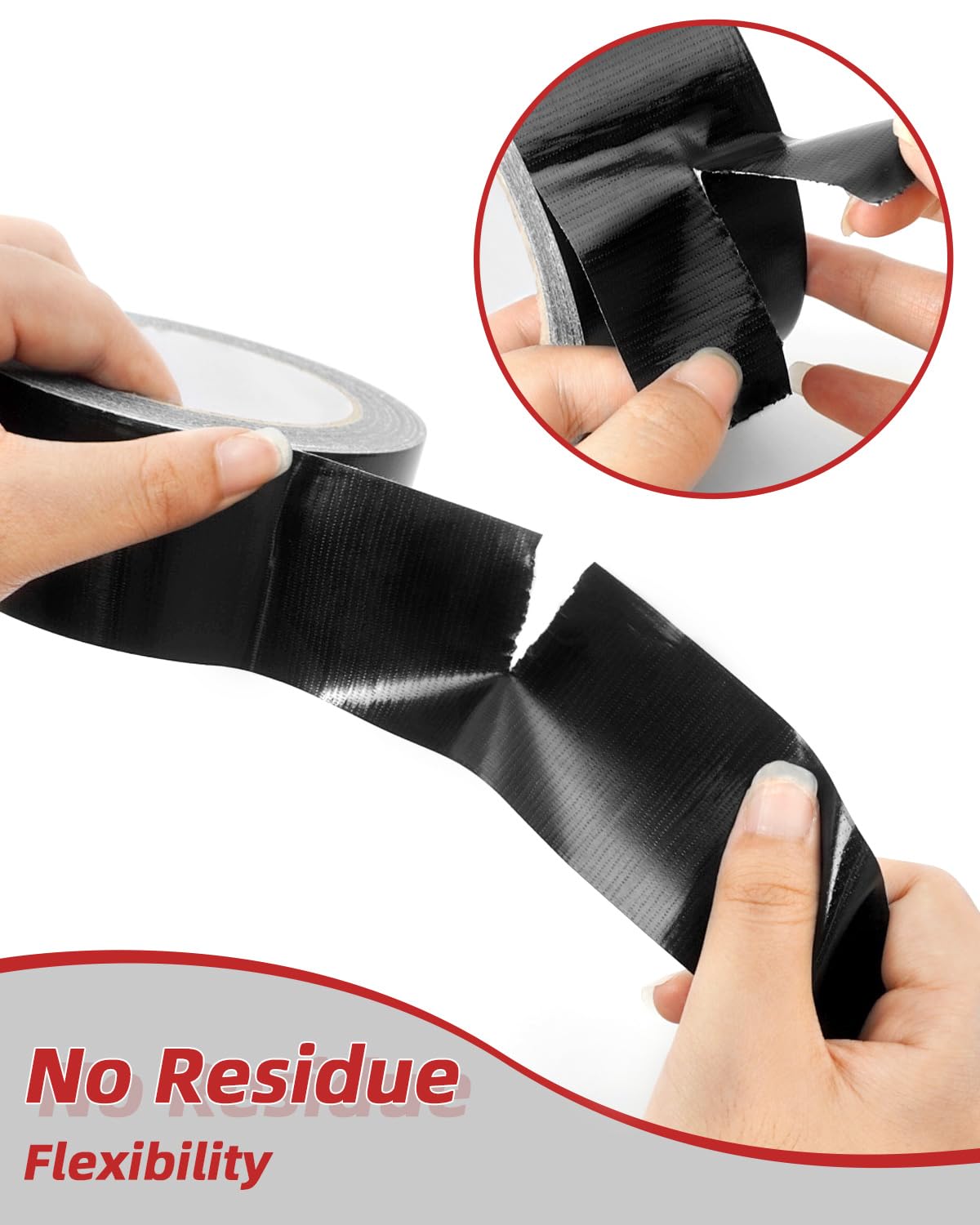 WeLiu Duct Tape Heavy Duty 5 Pack 150 Yards Black Duct Tape 9 Mil Flexible No Residue Non-Reflective Bulk Value for Indoor Outdoor Repairs Professional Industrial Use (2 inches x 30 Yards per Roll)