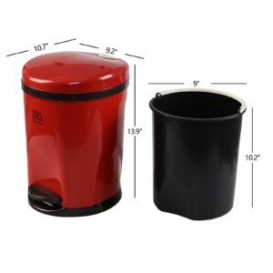 Leendines 1 Pack Trash Can with Foot Pedal, 3 Gallons Garbage Bin with Lid, Red