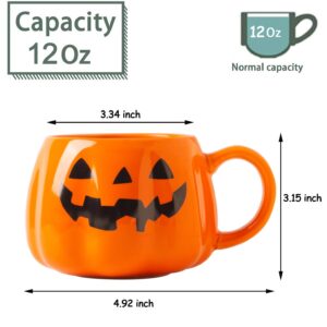 Halloween Pumpkin Mug, Pumpkin Shaped Mug, Halloween Pumpkin Mug Decorations, Cute Pumpkin Cup 12 Ounce