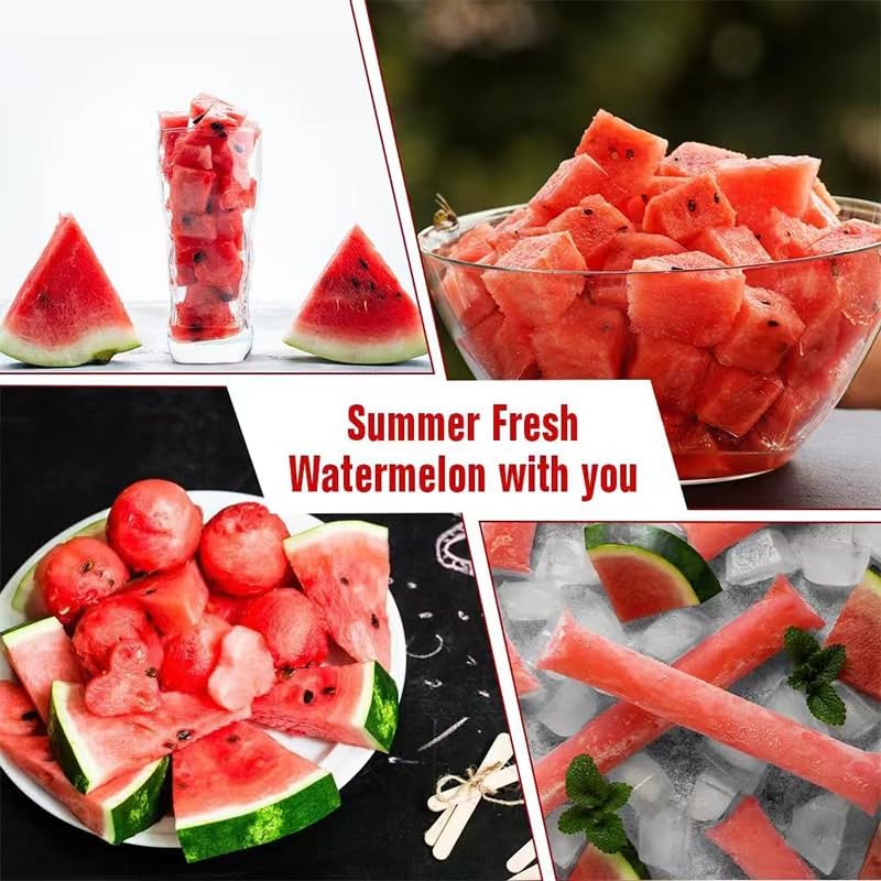 3-in-1 Watermelon Fork Cutter, 2024 New Stainless Steel Watermelon Popsicle Cutter Cutting Tool, Fast Watermelon Fork Fruit Cutting Tool (Green)