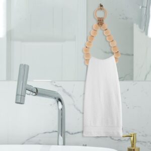 LUOZZY Hand Towel Holder Wooden Beaded Bathroom Towel Ring Wood Bead Towel Hanger Dish Cloth Hanger for Kitchen