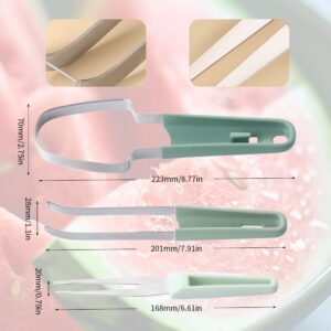 3-in-1 Watermelon Fork Cutter, 2024 New Stainless Steel Watermelon Popsicle Cutter Cutting Tool, Fast Watermelon Fork Fruit Cutting Tool (Green)