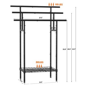 Memobarco 44" Tall Standing Towel Racks for Bathroom, 3 Tier Towel Rack with Basket, Outdoor Towel Rackr Organizer, Metal Pool Towel Rack Freestanding, Bedroom, Living Room, Black