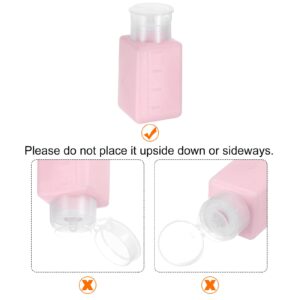 HARFINGTON Solvent Alcohol Dispenser 200ml(6.8oz) Press Type ESD Safe Anti-Splash Liquid Dispenser Pump with Sealing plastic Lid for Alcohol, Nail Polish & Makeup Remover, Pink