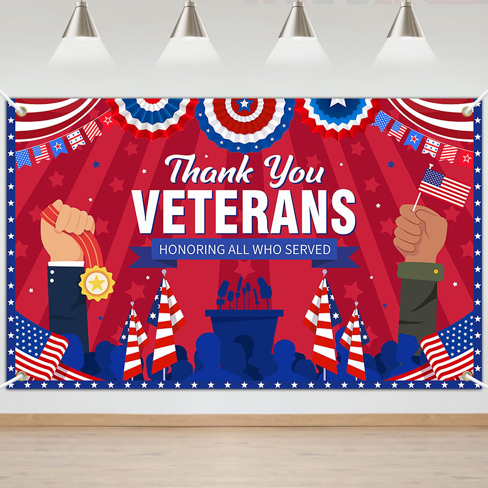 Lecheme Veterans Day Backdrop 6x4ft Thank You Veterans Day Banner Honoring All Who Served Patriotic Backdrop Veterans Day Decorations Photo Background