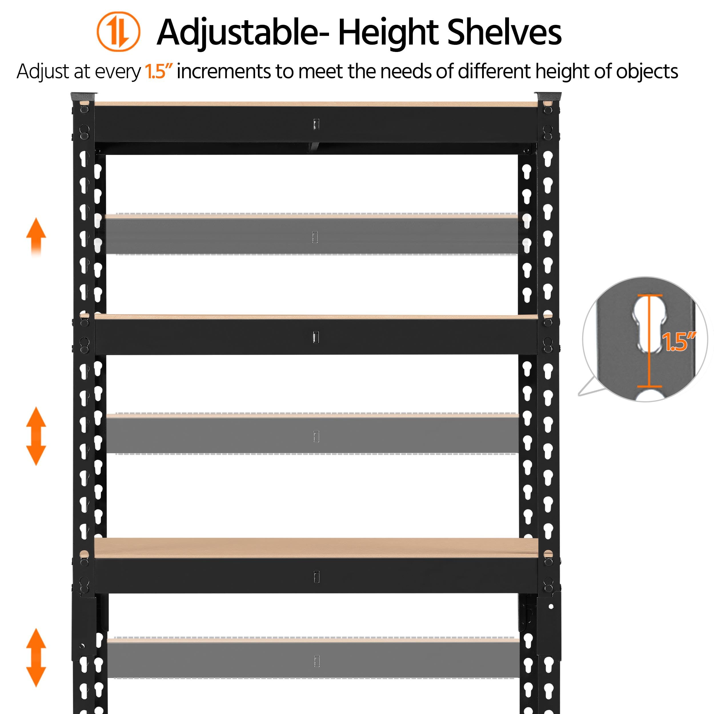 Yaheetech Storage Shelves 5 Tier Garage Shelving Heavy Duty Garage Shelves Adjustable Metal Shelving Unit Utility Rack Industrial Shelving for Warehouse Pantry Closet, 27.5"W x 12"D x 60"H, Black