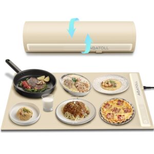 electric food warming mat, silicone heating tray with adjustable temperature, rollable & portable food warmer for parties, buffets, family gatherings.