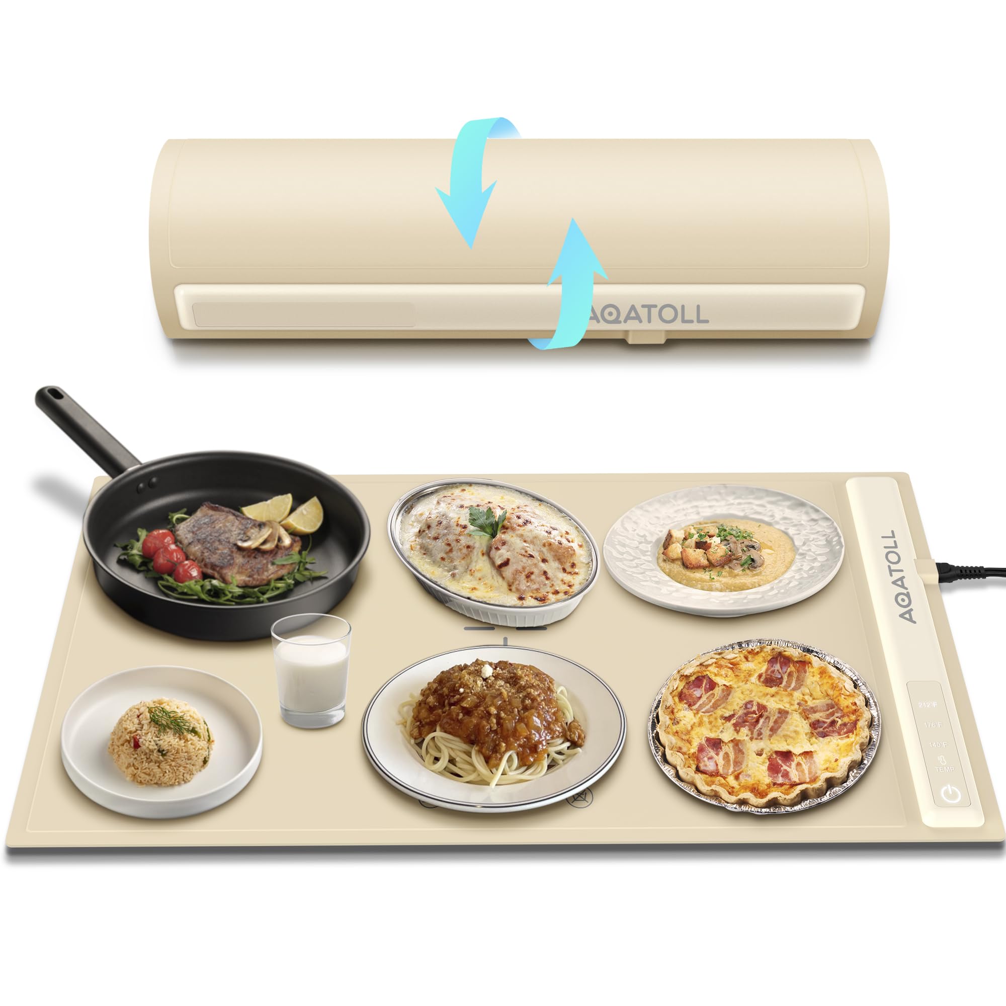 Electric Food Warming Mat, Silicone Heating Tray with Adjustable Temperature, Rollable & Portable Food Warmer for Parties, Buffets, Family Gatherings.