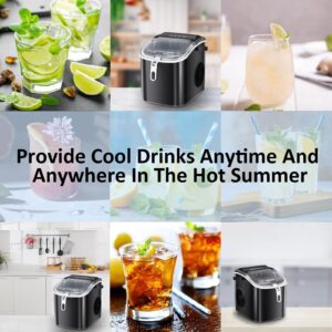 Antarctic Star Countertop Ice Maker Portable Ice Machine with Handle,Bullet Ice, Automatic-Cleaning Ice Makers, 26Lbs/24H, 9 Ice Cubes Ready in 6 Mins for Home Kitchen Bar Party (Black)