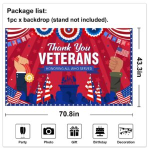 Lecheme Veterans Day Backdrop 6x4ft Thank You Veterans Day Banner Honoring All Who Served Patriotic Backdrop Veterans Day Decorations Photo Background