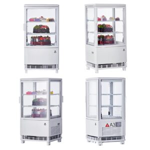 GarveeTech Commercial Refrigerator Display Case 2.1 Cu.FT, Countertop Display Refrigerator, Two Glass Door Display Fridge with LED Lighting, Adjustable Shelves, Double-Layered Glass