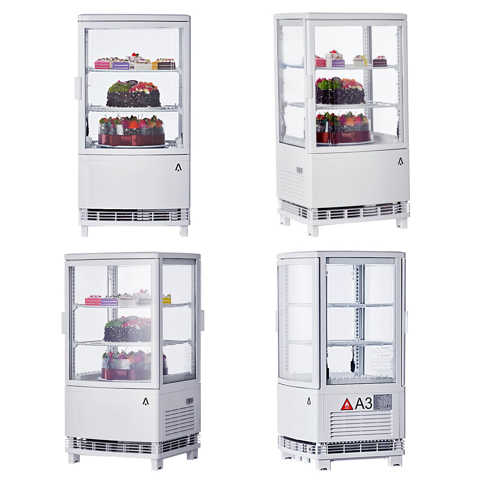 GarveeTech Commercial Refrigerator Display Case 2.1 Cu.FT, Countertop Display Refrigerator, Two Glass Door Display Fridge with LED Lighting, Adjustable Shelves, Double-Layered Glass