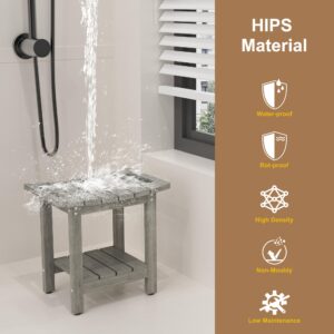 oridom HIPS Shower Benches for Inside Shower, Shower Stool with Space-Efficient Storage Shelf, Waterproof Shower Chair Seat for Spa Bathroom(Light Gray)