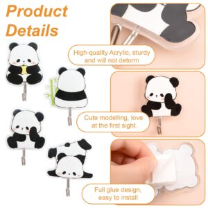 MOROBOR Panda Self Adhesive Hook, 4pcs No Punch Hook Decorative Wall Mounted Hooks Home Office Nursery Room Decoration for Hanging Key, Towel, Hat