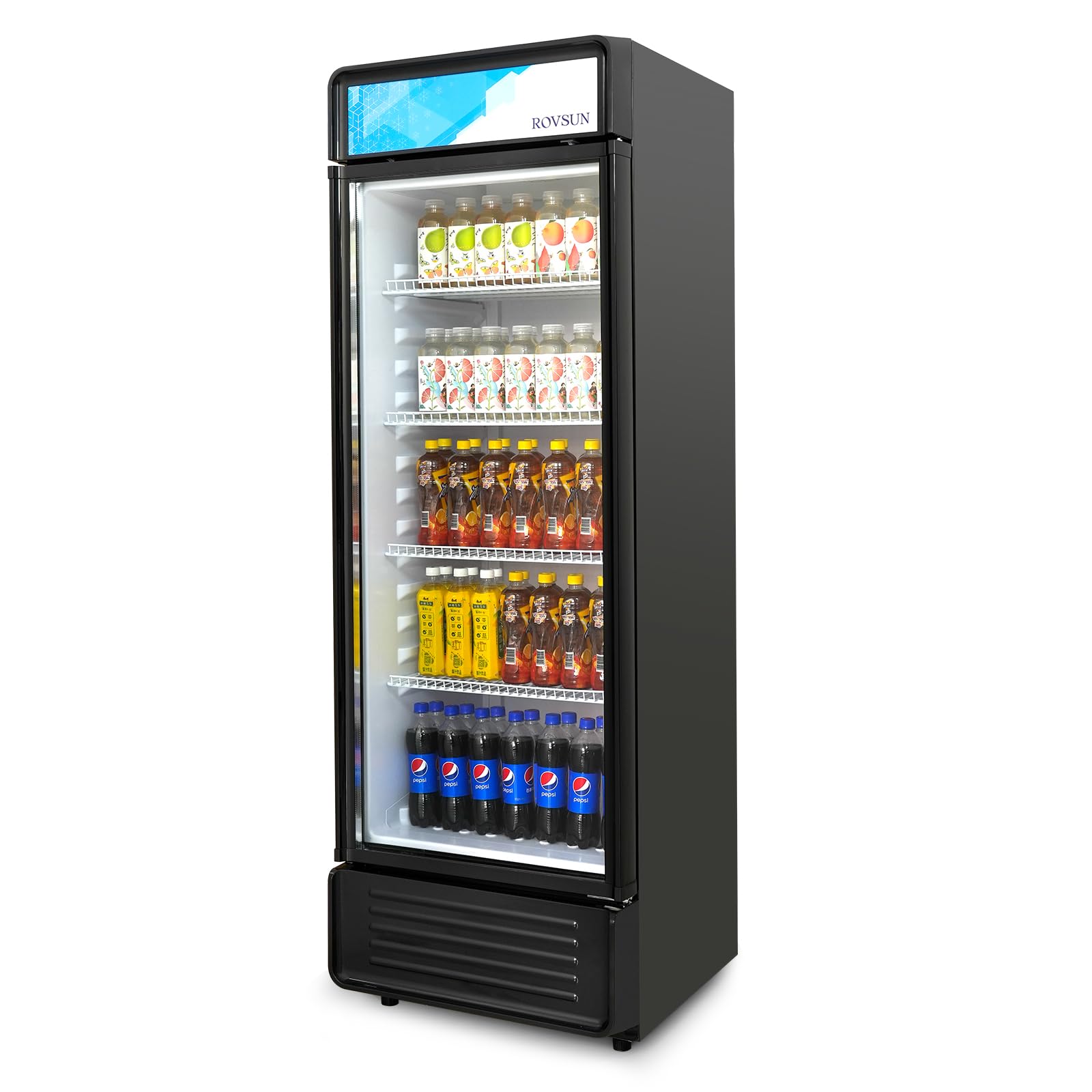 ROVSUN Commercial Refrigerator 12.2 Cu.Ft ETL NSF Certified, Commercial Beverage Refrigerator Cooler Glass Door Merchandiser Refrigerator Fridge w/Adjustable Shelves LED Light for Bar Restaurant Cafe