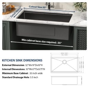 32 Undermount Black Kitchen Sink - Lordear 32x19 Inch Kitchen Sink Ledge Workstation Gunmetal Black 16 Gauge Stainless Steel Single Bowl Under Counter Kitchen Sink Basin with Accessories