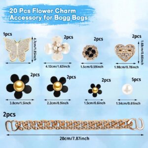 ROPCIA Charms for Bogg Bag,Pearls and Butterfly Flowers for Bogg Bag Accessories Charms Compatible with Simply Southern Beach Bag Tote, Insert for Beach Tote Bag (20 Pcs)