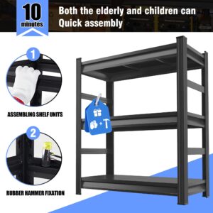 36 "H Heavy Duty Adjustable 3-Tier Metal Shelving|Garage Shelving with 1000 lbs. Load Capacity|Easy-to-Assemble Shelving|36 "H*35.5 "W*15.8 "D, Rustproof, Suitable for Bathrooms, Basements