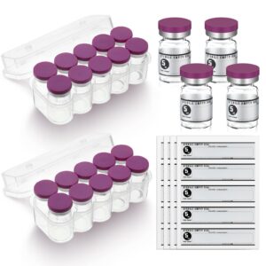 threlaco 20 sealed sterile empty vials with self healing injection port glass penicillin bottle with 20 label stickers (purple,5ml)