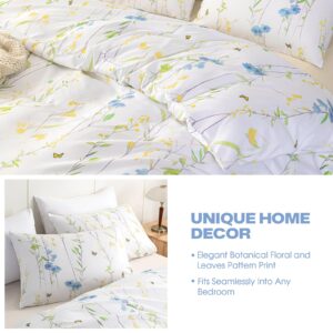 MIOTO California King White Duvet Cover, 3 Pieces Elegant Floral Duvet Cover Set with Zipper Closure, Soft & Breathable Bedding Set, 1 Duvet Cover with 8 Ties (104x98) and 2 Pillowcases (20x36)