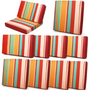 newwiee 8 pcs patio stretch sofa cushion cover 4 pcs seat covers and 4 pcs backrest cover replacement patio couch slipcover individual chair sofa cover washable furniture protector (trendy color)