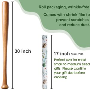 Afucus Christmas Wrapping Paper, Mini Rolls, Christmas Pine Cones, Holly Leaves, Red Berries, Merry Christmas Gift Wrapping Paper Rolls for Christmas, Party, Birthday, Holidays (17 Inch X 33 Feet)