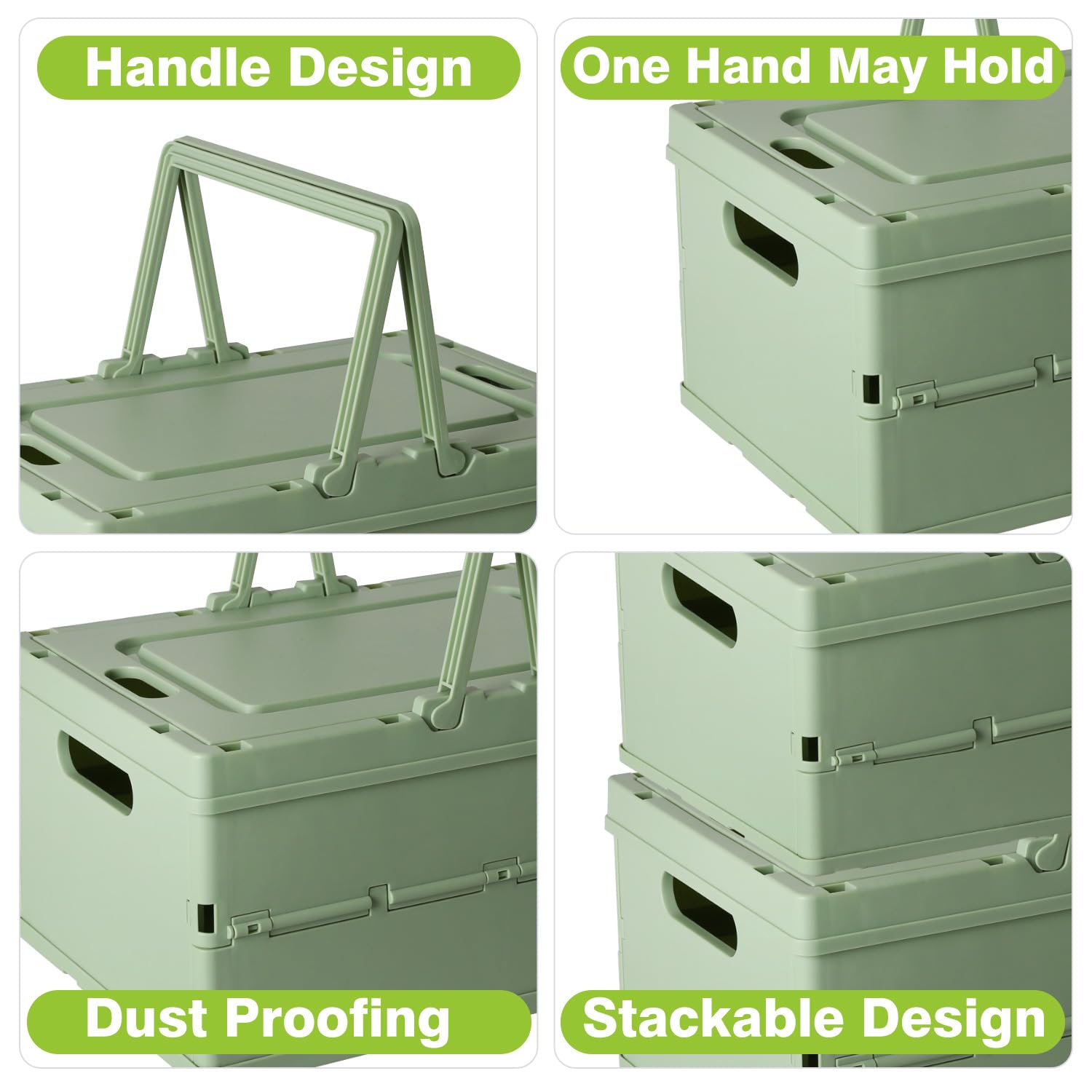 LivLab Mker Collapsible Storage Crates with Lids 14L - Folding Storage Bins Heavy Duty with Handles, Stackable Storage Box, Versatile Utility Crates for Organizing Laundry, 1 Packs