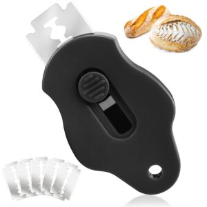 black magnetic bread lame slashing tool dough scoring tool with 5 razor blades, professional bread lame for dough, sourdough bread baking & bread making tools