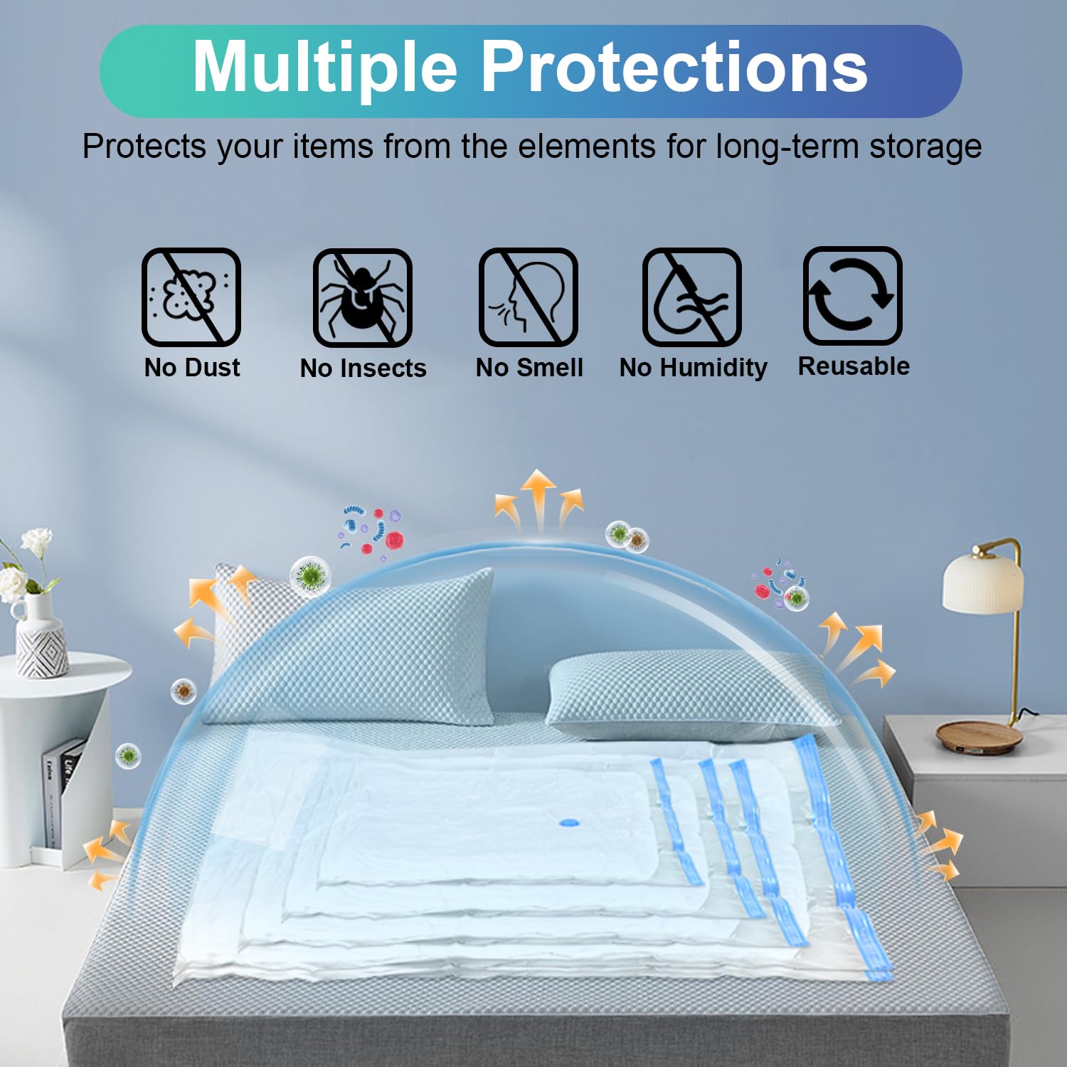 Vacuum Storage Bags with Electric Pump, 12 Combo (3J/3L/3M/3S) Space Saver Sealer Bags, Compression Bags for Comforters, Clothes, Blankets, Coverlet, Quilt, Pillows