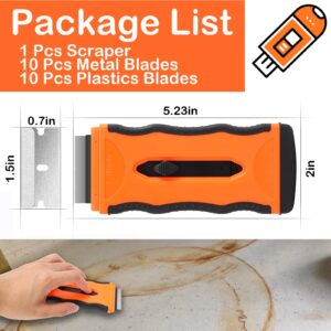 Lconvicely Double Razor Blade Scraper Tool, Cleaning Razor Scraper with 20Pcs Blades, for Cleaning Paint/Labels/Sticker/Stove/Window/Oven/Caulk