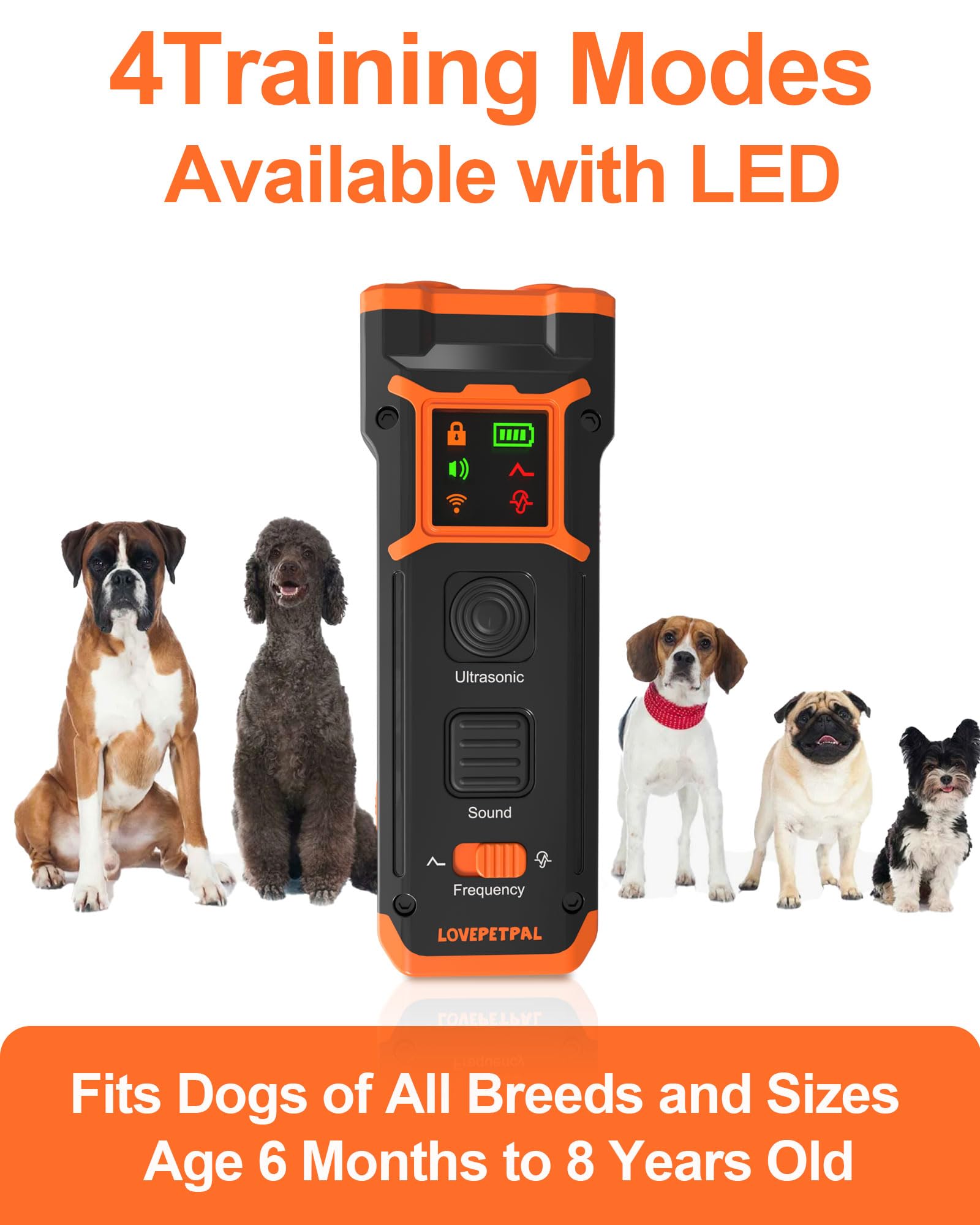 2024 Dog Training Bark Deterrent Device, Anti-Barking Device with HD Display and LED Flashlight for Dogs, Stop Bad Behavior Without Yelling or Swatting, Ultrasonic Stopper Alternative to Shock Collars